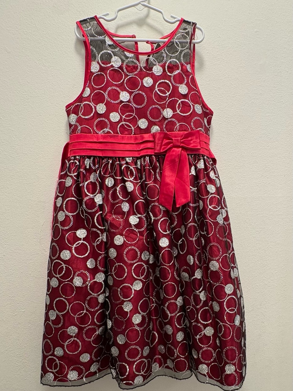 Love Girls Red Party Dress with Silver Circle Accents
